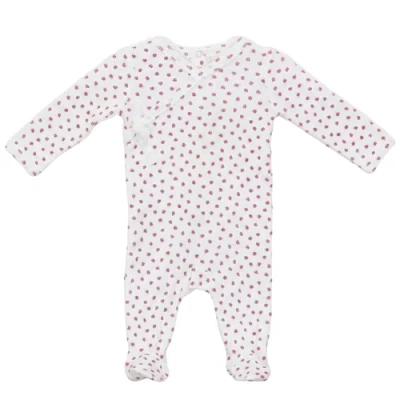 Fragile Babies'  Girl Pointelle Flower Print Wrap Romper In White