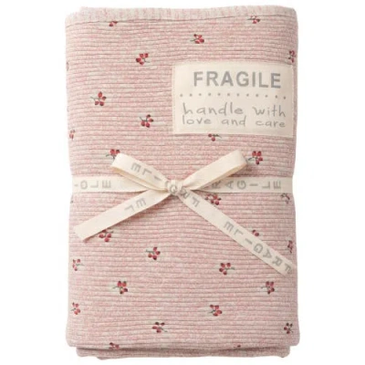 Fragile Girl Rib Cherry Print Blanket In Pink