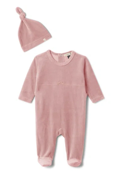 Fragile Babies'  Girl Rocking Horse Stretch Romper With Matching Hat In Pink
