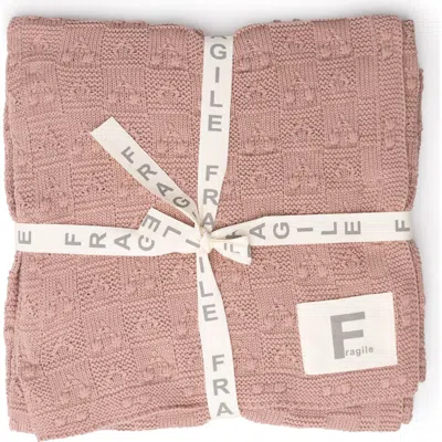 Fragile Girl Textured Knit Blanket In Pink