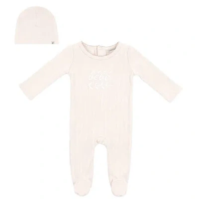 Fragile Kids'  Lace Rib Romper With Matching Hat In Neutral