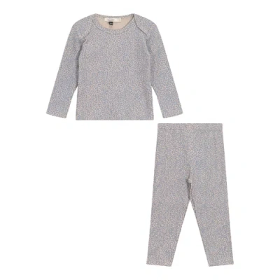 Fragile Leopard Print 2 Piece Long Sleeve Top And Pants Set In Gray