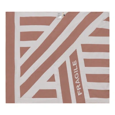Fragile Pattern Knit Blanket In Brown