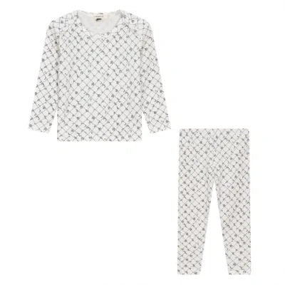 Fragile Printed Ribbed 2 Piece Long Sleeve Top And Pants Set In Multi