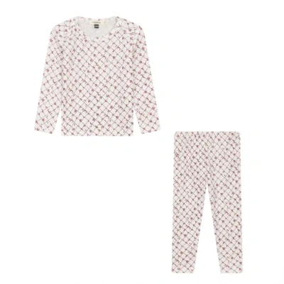 Fragile Printed Ribbed 2 Piece Long Sleeve Top And Pants Set In Multi
