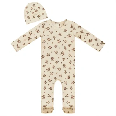 Fragile Kids'  Ribbed Flower Print Romper With Hat In Multi
