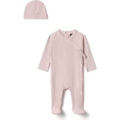 Fragile Babies'  Ribbed Romper With Hat In Pink