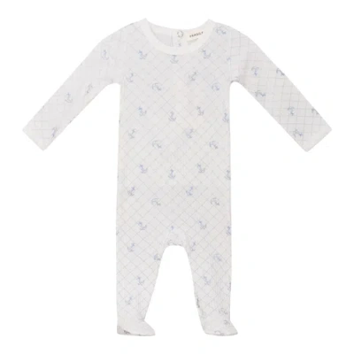 Fragile Kids'  Soft Rib Mesh Print Romper In White