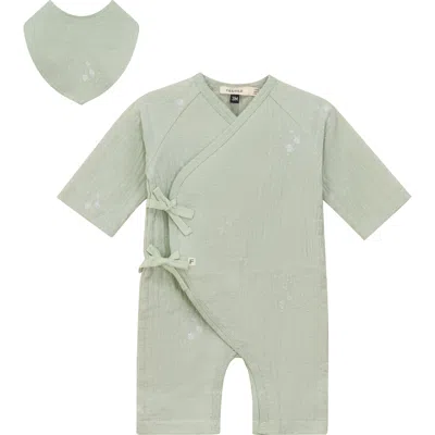 Fragile Kids'  Strawberry Wrap Muslin Romper In Green
