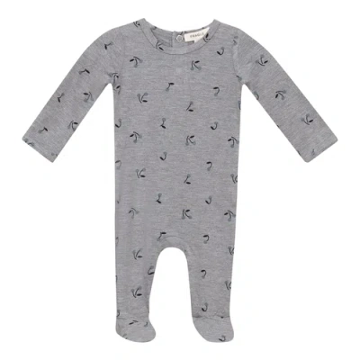 Fragile Kids'  Stretch Jersey Cherry Print Rib Romper In Gray