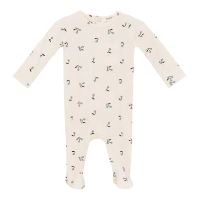 Fragile Kids'  Stretch Jersey Cherry Print Rib Romper In White