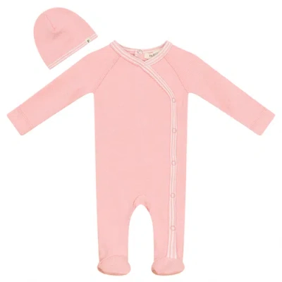 Fragile Kids'  Stretch Knit Romper Set With Matching Hat In Pink