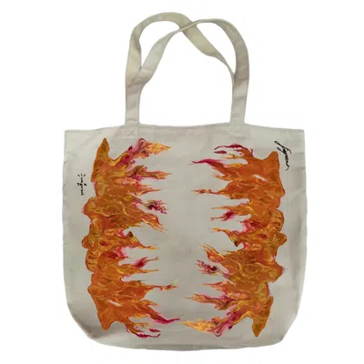 Pre-owned Fragment Design X Travis Scott Flames Tote In White