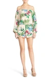 Fraiche By J Off The Shoulder Print Romper In Neutral