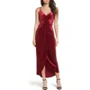 Fraiche By J Velvet Slipdress In Burgundy