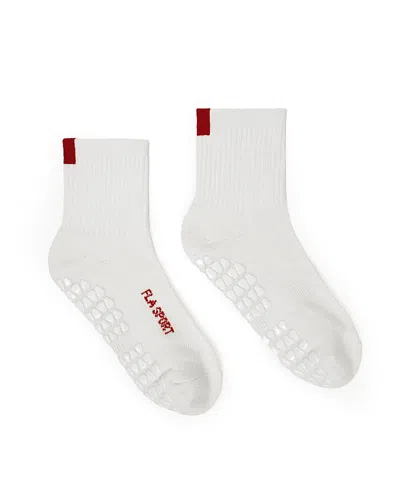 Fraise Crimson Sport Grip Sock In White