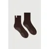 Fraise Espresso Classic Crew Grip Socks In Animal Print