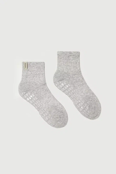 Fraise Quarter Crew Grip Sock In Heather Grey, Women's At Urban Outfitters In White