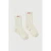 Fraise Script Grip Socks In White