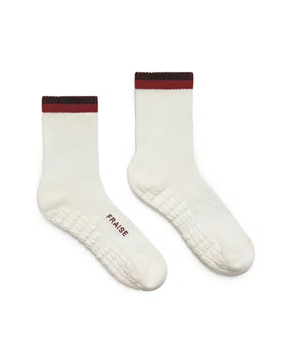 Fraise Striped Crew Grip Sock In White