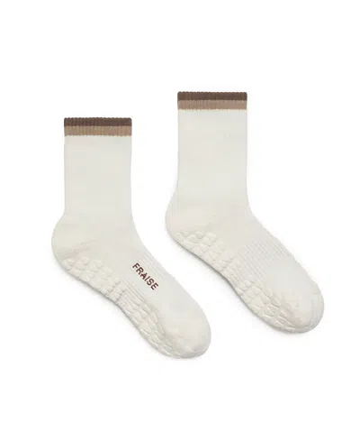 Fraise Striped Crew Grip Sock In White