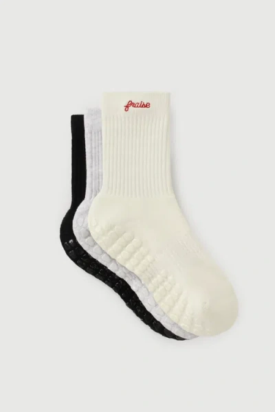 Fraise The Script Set Grip Socks In Vanille/platinum/onyx