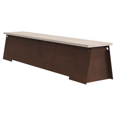 Pre-owned Frama Contemporary Bench '64' By , Corten Steel/travertine In Black
