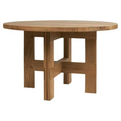 Pre-owned Frama Contemporary Trestle Table 'farmhouse' By , Natural Oak, 120 Round In Brown