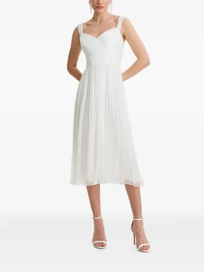 Framboise Arllen Pleated Lace-up Midi Dress In White