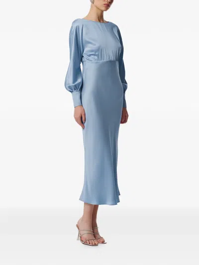 Framboise Balloon-sleeve Dress In Blue