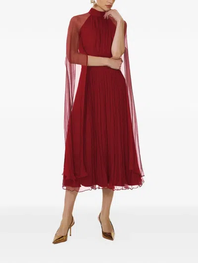 Framboise Belona Silk Midi Dress In Red