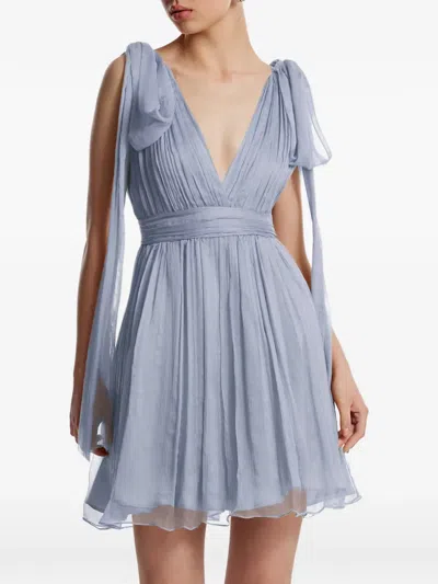 Framboise Bow V-neck Dress In Blue