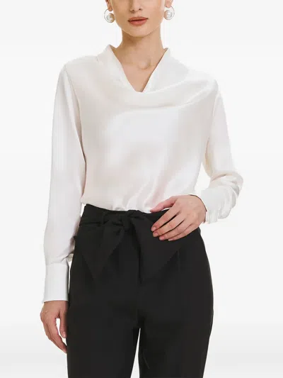 Framboise Caris Draped Silk Top In White
