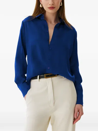 Framboise Fremont Silk Shirt In Blue