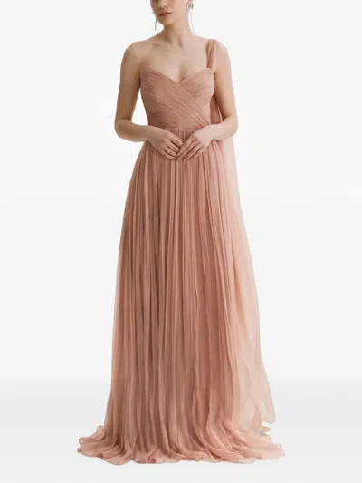 Framboise Giza Draped Silk Maxi Dress In Pink