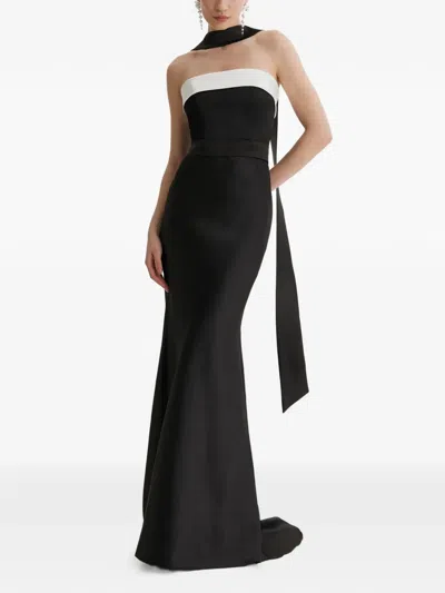Framboise Hilary Strapless Colour-block Maxi Dress In Black