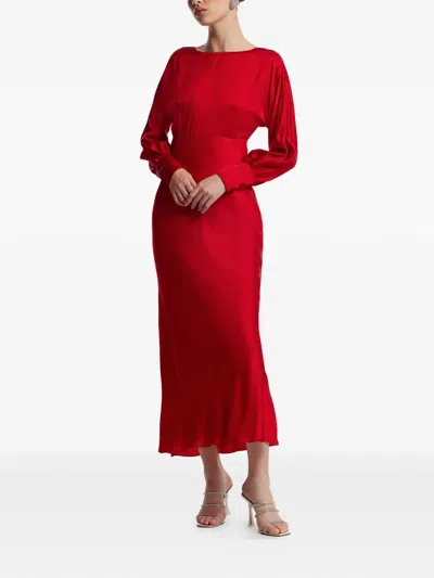 Framboise Long-sleeve Dress In Red