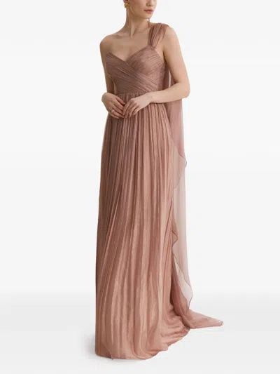 Framboise Neem One-shoulder Pleated Maxi Dress In Pink