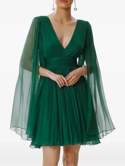 Framboise Palmer Cape-sleeve Mini Dress In Green