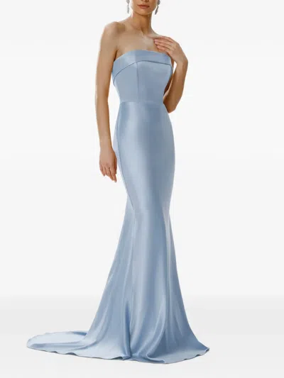 Framboise Strapless Satin-finish Maxi Dress In Blue
