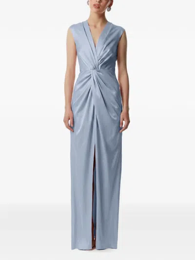 Framboise V-neck Split Dress In Blue