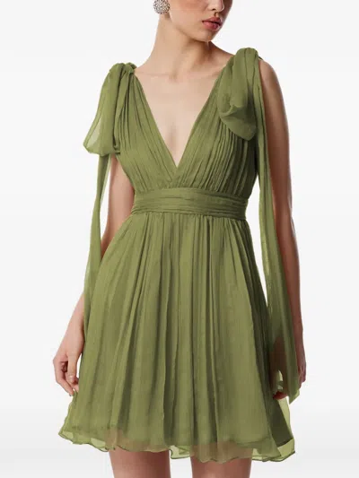 Framboise V-neck Tie Dress In Green