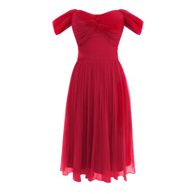 Framboise Women's Acosta Short Elegant Red Silk Dress