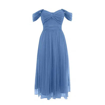 Framboise Women's Adair Elegant Blue Silk Midi Dress