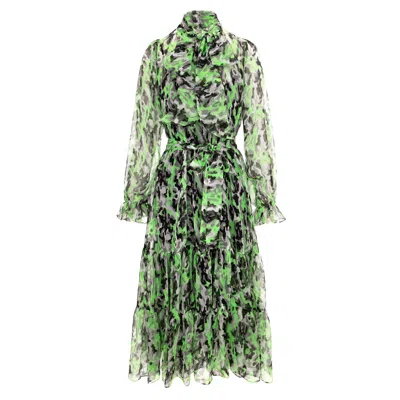 Framboise Women's Alva Midi Green Silk Dress