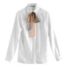 Framboise Women's Anton White Cotton Shirt With Detachable Bow In White