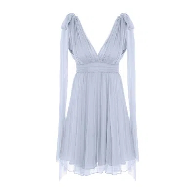 Framboise Women's Antonina Elegant Short Blue Silk Dress