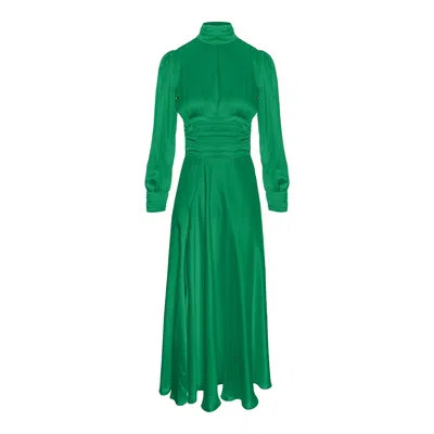 Framboise Women's Aryan Green Silk Midi Dress