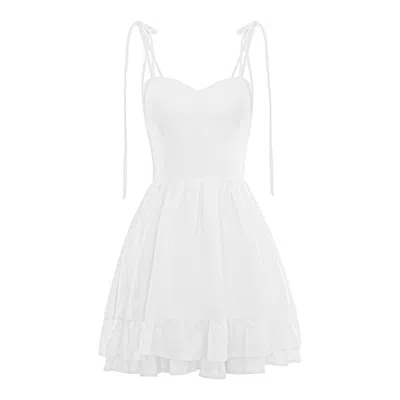 Framboise Women's Baran Short White Linen Corset Dress