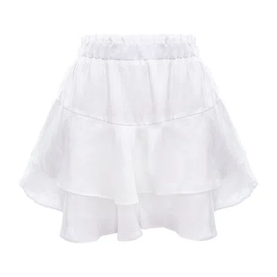 Framboise Women's Benito Short White Linen Pants Skirt